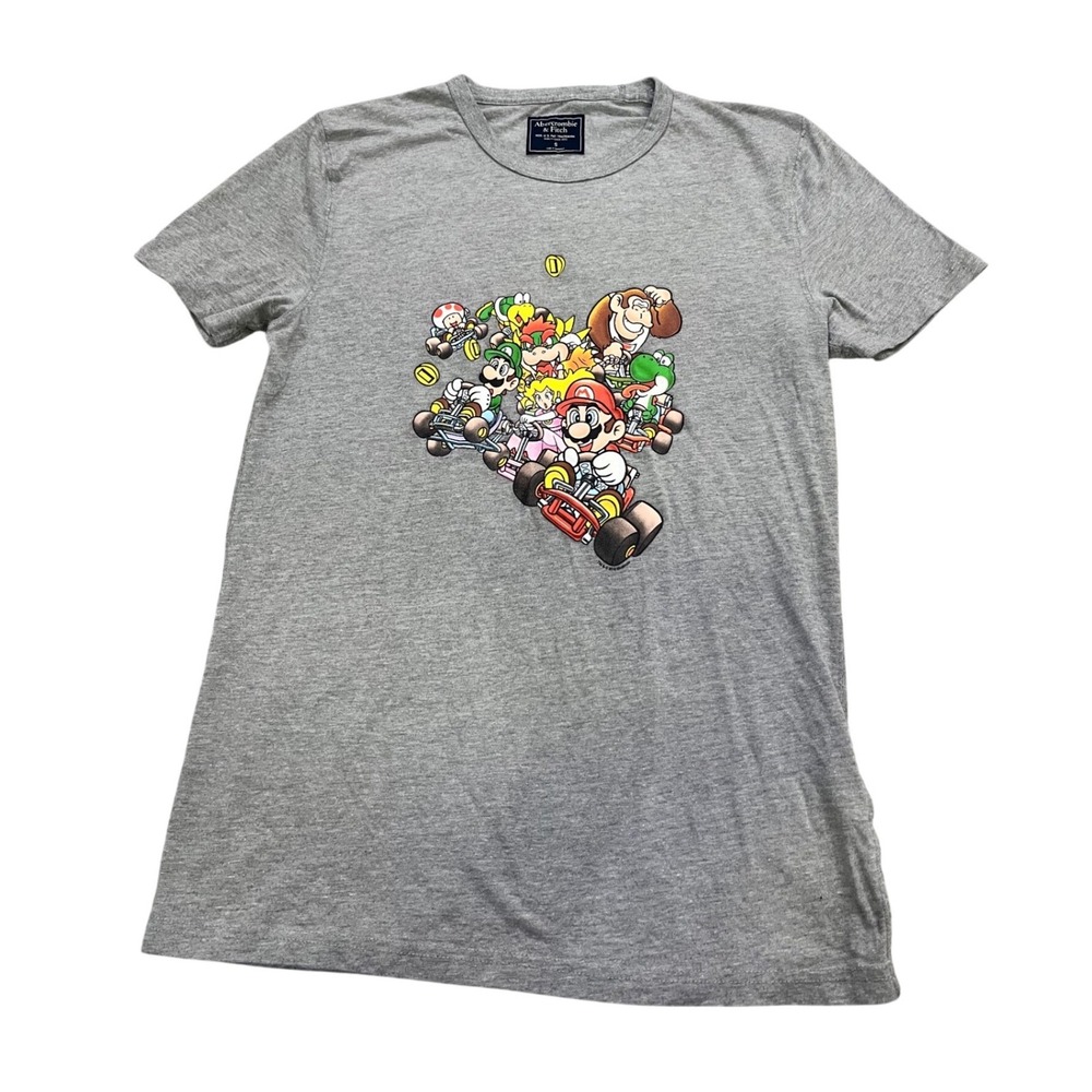 Abercrombie & Fitch Mens Mario Kart Nintendo Graphic T-Shirt Gray Small 2018
